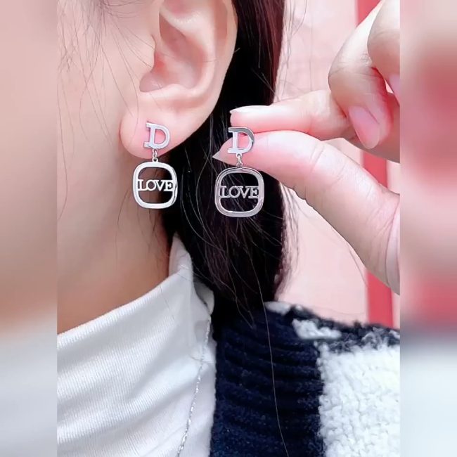 Sterling Silver Love Character Drop Earrings