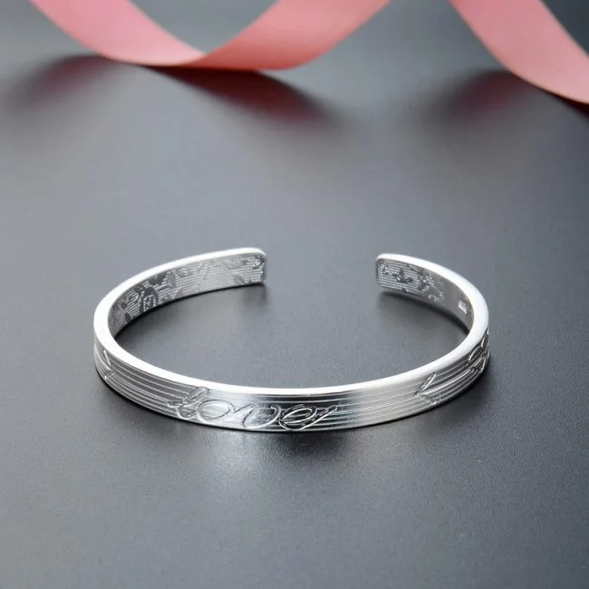 Chunky Silver Bangles For Women