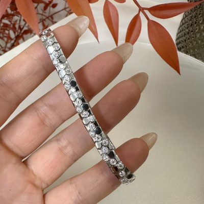 Diamond Honeycomb sterling silver bracelet for women