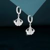Cat Eye Stone & Ginkgo Leaf Earrings