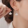 Cat Eye Stone & Ginkgo Leaf Earrings thumb
