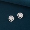 Pendientes de botón de plata con piedra ojo de gato