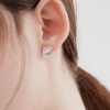 Pendientes de plata de ley con piedra de ojo de gato para mujer