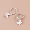Pendientes de plata de ley con forma de mariposa y diamantes