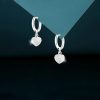 Diamond Heart Drop Earrings in Sterling Silver
