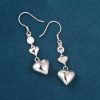 Diamond & Sterling Silver Heart Drop Earrings