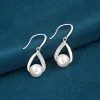 Diamond & Pearl Sterling Silver Water Drop Earrings