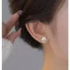 Pendientes de plata con perla y forma de V