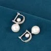 S925 Sterling Silver Letter & Pearl Stud Earrings