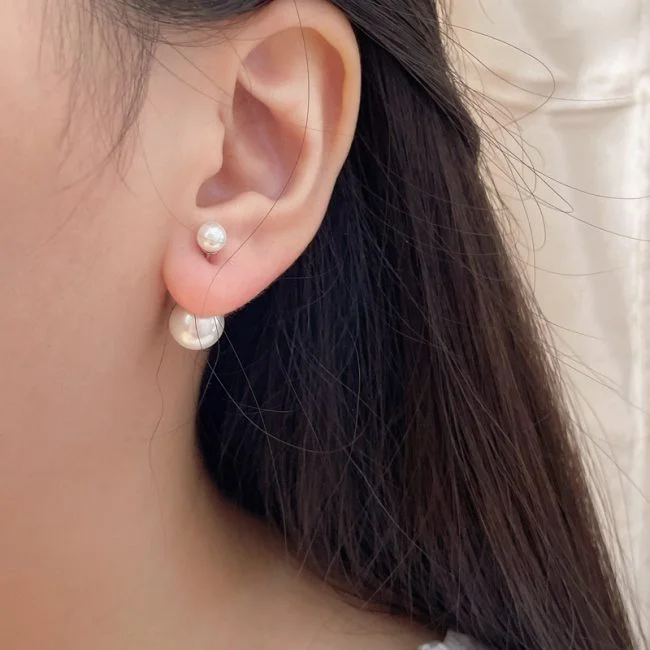 S925 Sterling Silver Letter & Pearl Stud Earrings