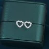 Pendientes de diamantes de plata con forma de corazón