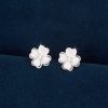 Silver Heart Shaped Diamond Four Leaf Clover Stud Earrings