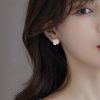Pendientes de plata con forma de corazón, diamantes y trébol de cuatro hojas para mujer.