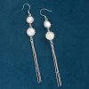 Pendientes con borlas de perlas plateadas