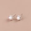 Pendientes de plata con flor de rosa y perla para mujer
