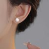 Pendientes de plata con flor de rosa y perla para mujer