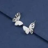 Pendientes de plata de ley con forma de mariposa para mujer