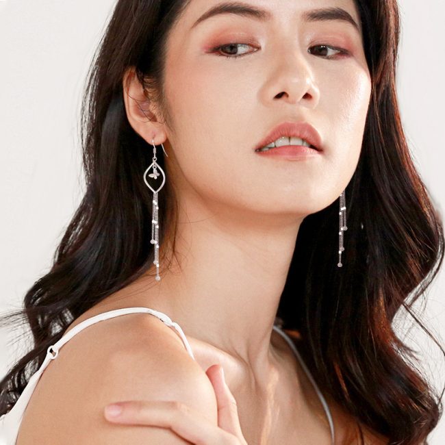 Butterfly Sterling Silver Tassel Drop Earrings