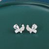 Pendientes de plata con diamantes y mariposa