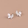 Pendientes de plata de ley con mariposa de diamantes para mujer