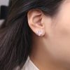 Pendientes de plata de ley con diamantes y mariposa