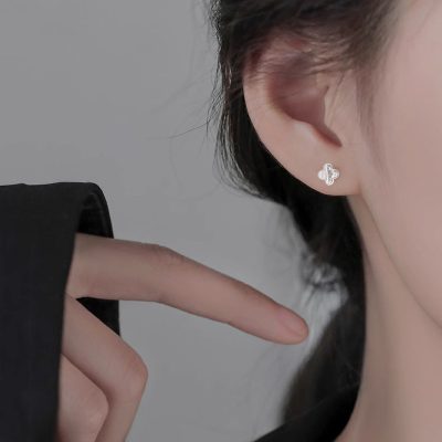 Sterling Silver Four Leaf Clover Stud Earrings for women
