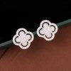 Pendientes de plata de ley con forma de trébol de cuatro hojas