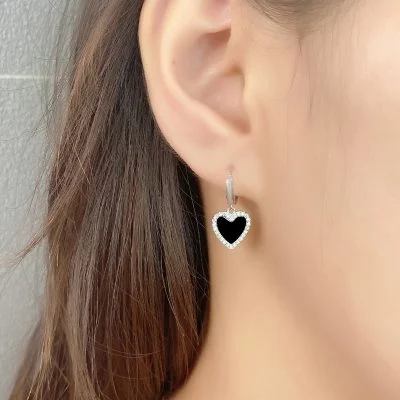 Sterling Silver Heart Drop Earrings