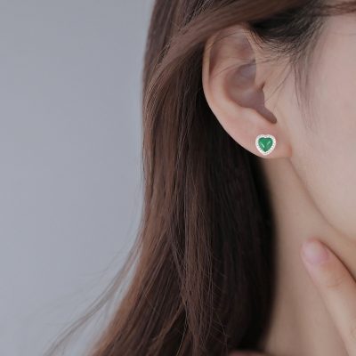 Heart Shape Silver Stud Earrings for Women