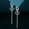 Sterling Silver Heart Tassel Drop Earrings