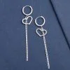 Pendientes largos con borlas y corazones de plata de ley