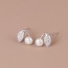 Pendientes de plata de ley Hoja y Perla