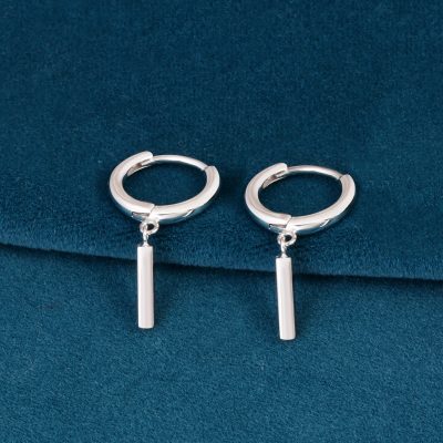 Sterling Silver Linear Bar Drop Earrings
