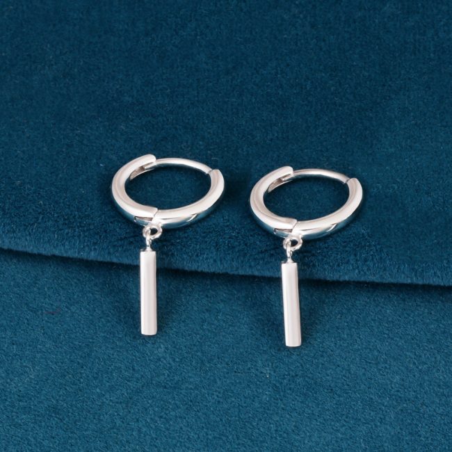 Sterling Silver Linear Bar Drop Earrings