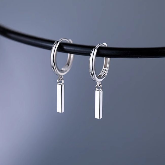 Linear Bar Drop Earrings in Sterling Silver