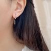 Silver Linear Bar Drop Earrings