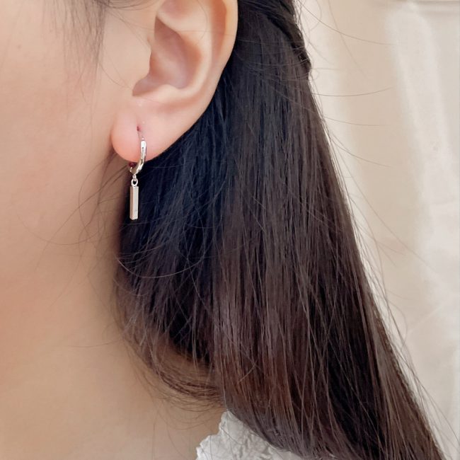 Silver Linear Bar Drop Earrings