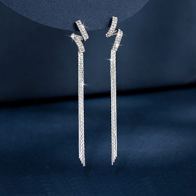 Sterling Silver Long Tassel Dangle Earrings