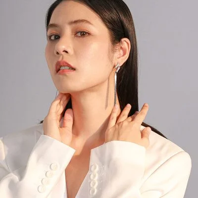 Silver Long Tassel Drop Earrings