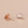 Pendientes de plata de ley con diamantes ovalados en color oro rosa