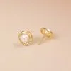 Pendientes de perlas de plata de ley para mujer