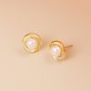 Pendientes de perlas de plata de ley para mujer
