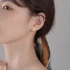 Pendientes de perlas de plata de ley para mujer