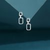 Sterling Silver Square Hoop Dangle Earrings