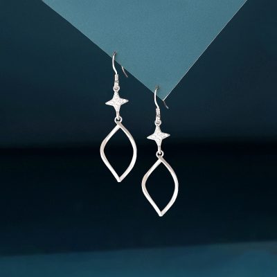 Sterling Silver Star & Water Drop Earrings