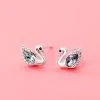 Pendientes de plata de ley con forma de cisne