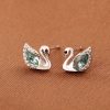 Pendientes de plata de ley con forma de cisne