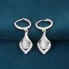 Pendientes de plata de ley con forma de ojo de gato y lágrima