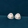 Pendientes Triángulo Perla Plata