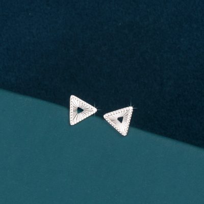 Silver Stud Earrings with Triangle